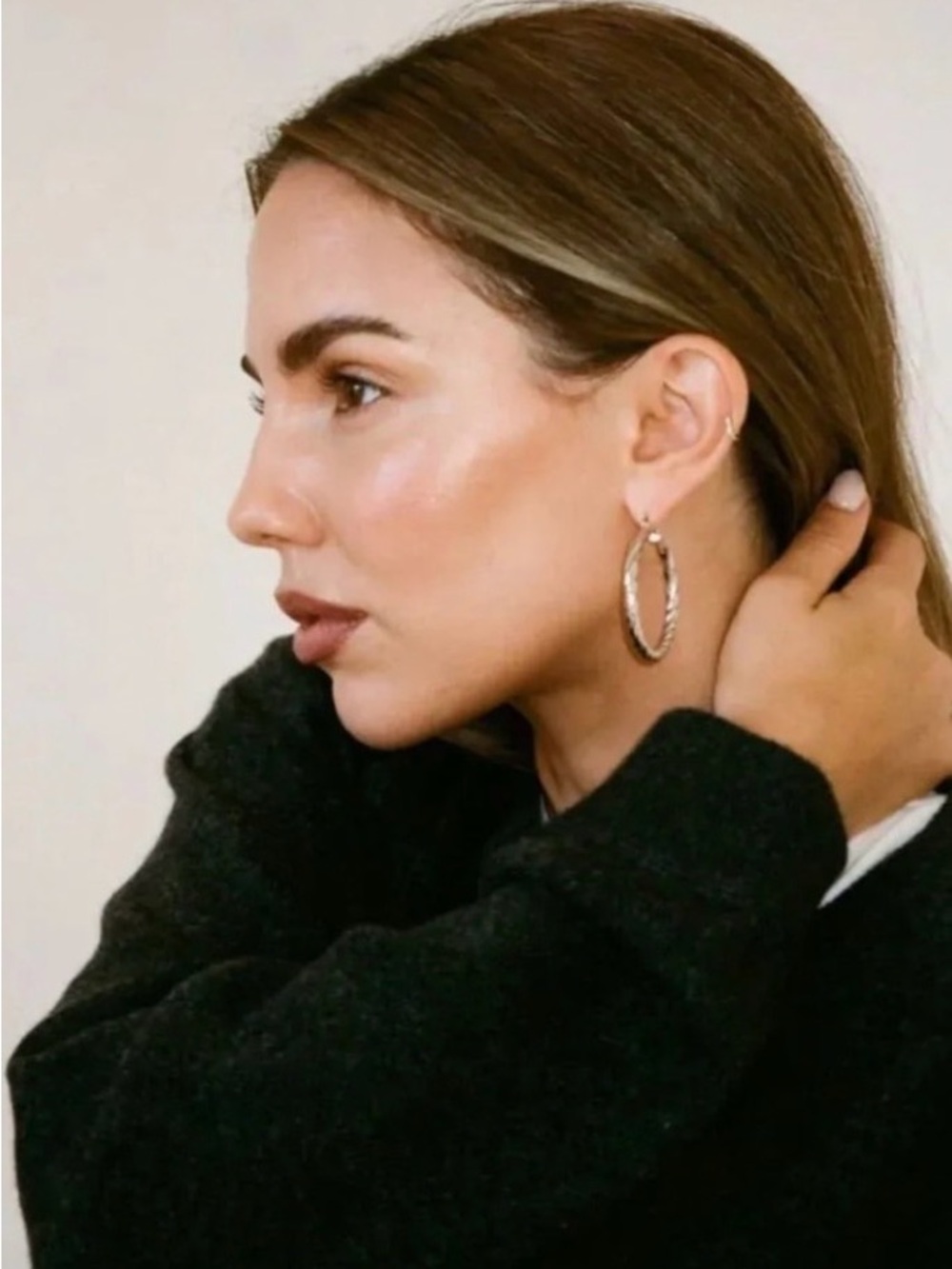 Rumored Gold twisted Textured Hoop Earrings